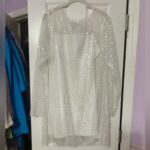 White glitter dress, new with tags size large